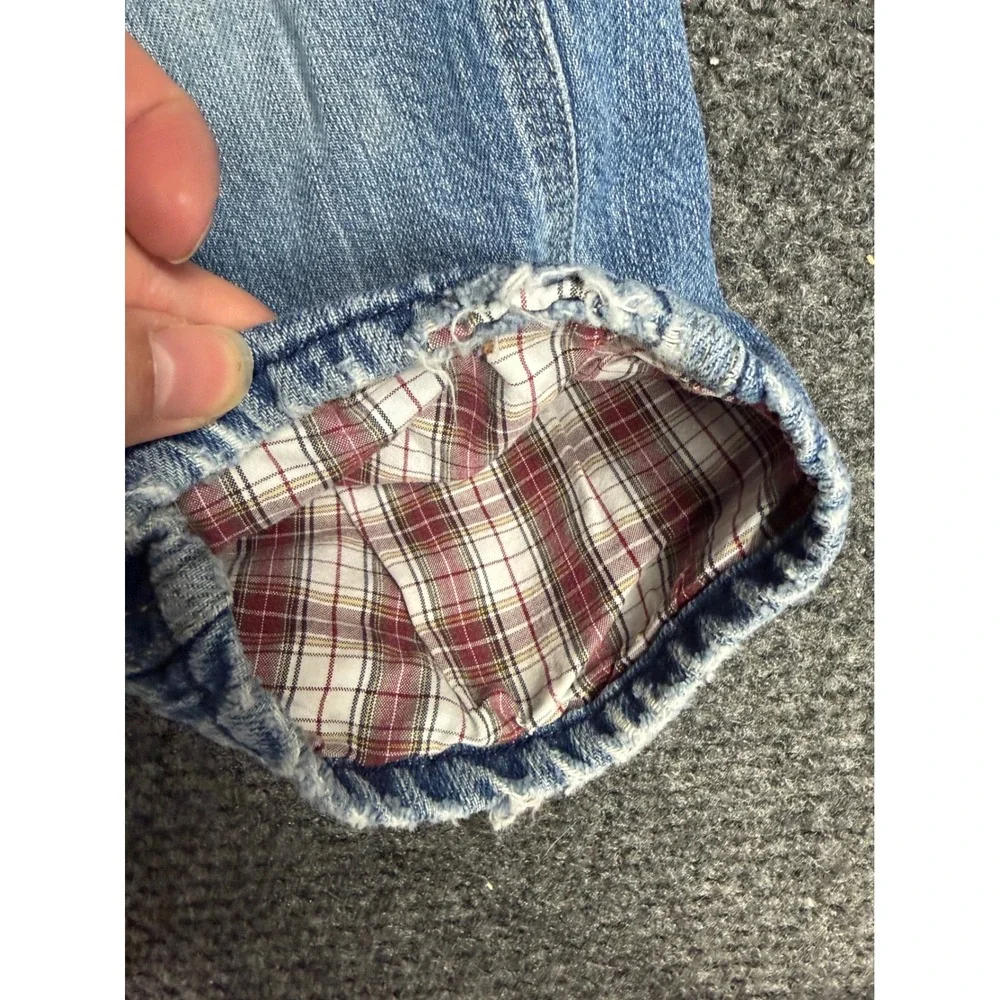 Vintage OshKosh Bgosh Plaid Flannel Lined Carpenter Jeans Light Wash 24 Months